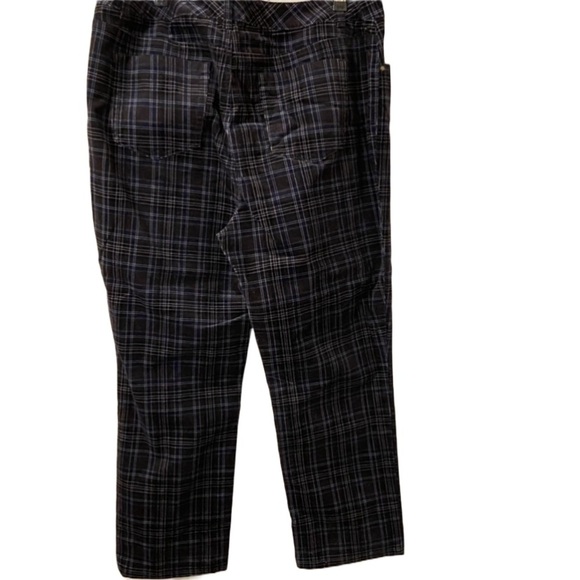 Charter Club Lexington Straight Blue Cotton Plaid Pull On Zip & Button Pants. - Picture 2 of 4